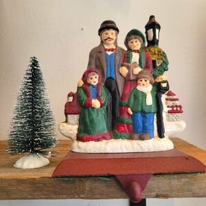 Vintage 1980s cast stocking carolers holder